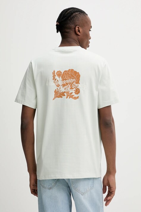 Les Deux t-shirt bawełniany męski kolor zielony z nadrukiem LDM101211