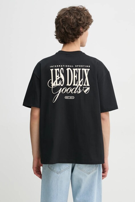 Les Deux t-shirt bawełniany męski kolor czarny z nadrukiem LDM101212