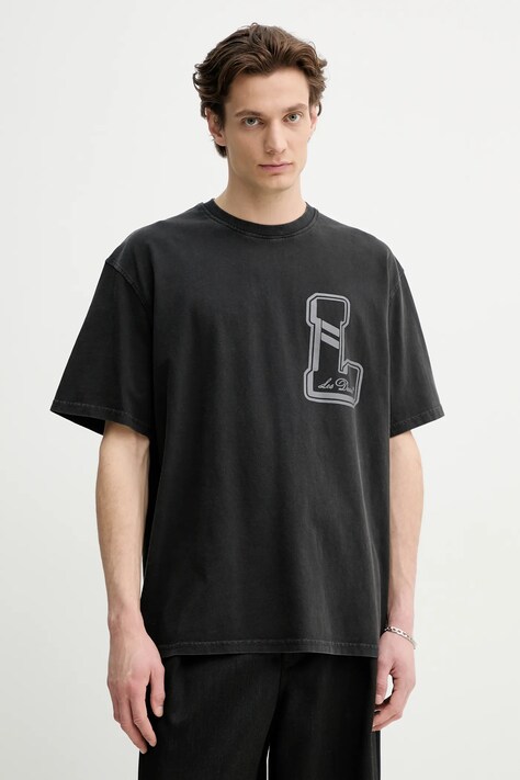 Les Deux t-shirt bawełniany męski kolor czarny z nadrukiem LDM101215