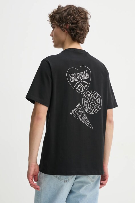 Les Deux t-shirt bawełniany męski kolor czarny z nadrukiem LDM101216