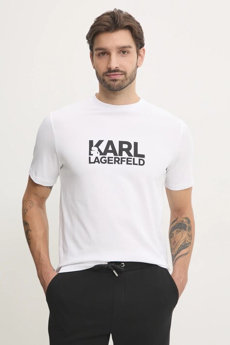 Tričko Karl Lagerfeld pánsky, biela farba, s potlačou, 551235.755087