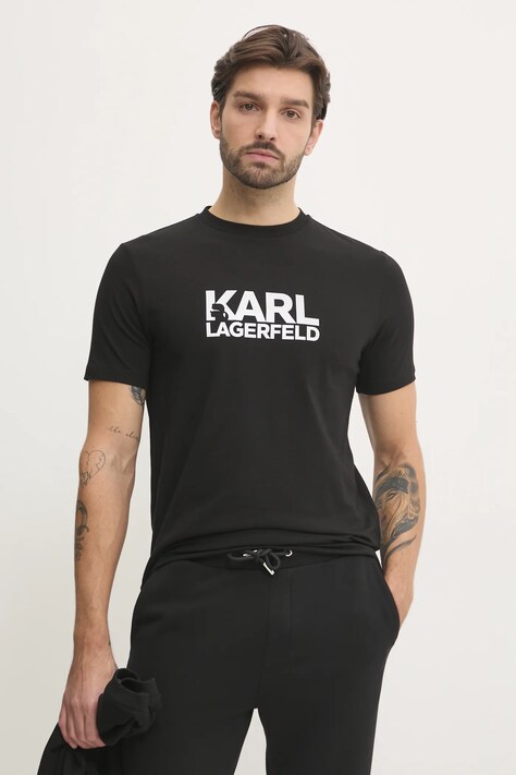 Karl Lagerfeld tricou barbati, culoarea negru, cu imprimeu, 551235.755087