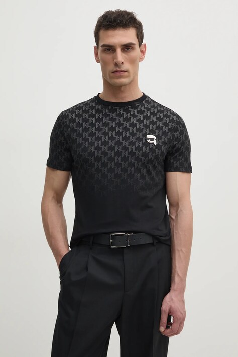 Karl Lagerfeld tricou din bumbac bărbați, culoarea negru, cu imprimeu, 551251.755099