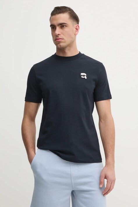 Bavlněné tričko Karl Lagerfeld tmavomodrá barva, 551224.755710