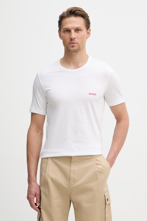 HUGO T-shirt męski bawełniany T-SHIRT RN TRIPLET P 3-pack czerwony 50532811