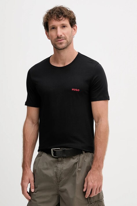 HUGO t-shirt bawełniany 3-pack męski kolor czarny z nadrukiem 50532811