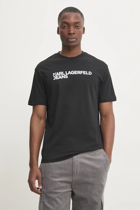 Karl Lagerfeld Jeans tricou din bumbac barbati, culoarea negru, cu imprimeu, A1M17002