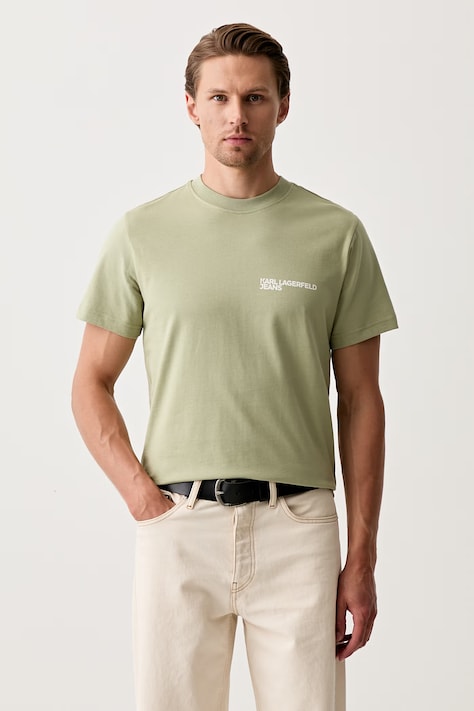 Karl Lagerfeld Jeans T-shirt męski bawełniany zielony A1M17003