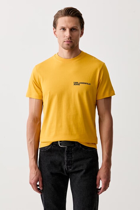 Karl Lagerfeld Jeans T-shirt męski bawełniany żółty A1M17003