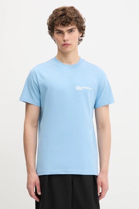 Karl Lagerfeld Jeans t-shirt bawełniany męski kolor niebieski z nadrukiem A1M17003