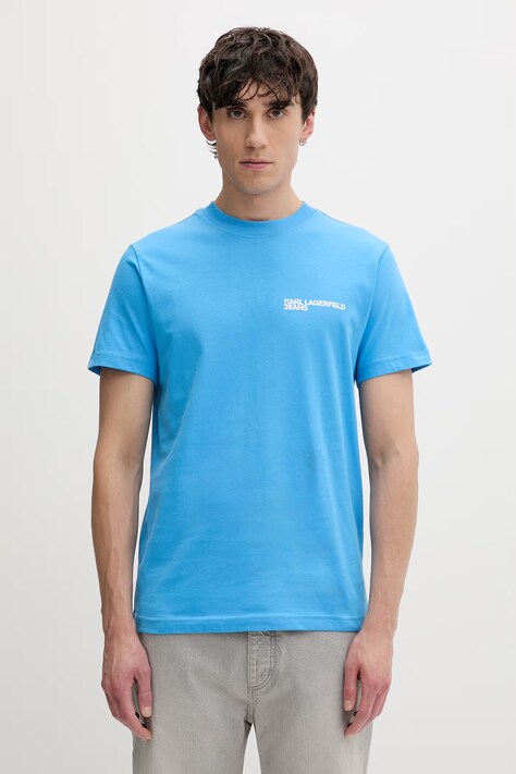 Karl Lagerfeld Jeans t-shirt męski bawełniany niebieski A1M17003