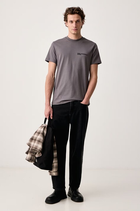 Karl Lagerfeld Jeans T-shirt da uomo in cotone grigia A1M17003
