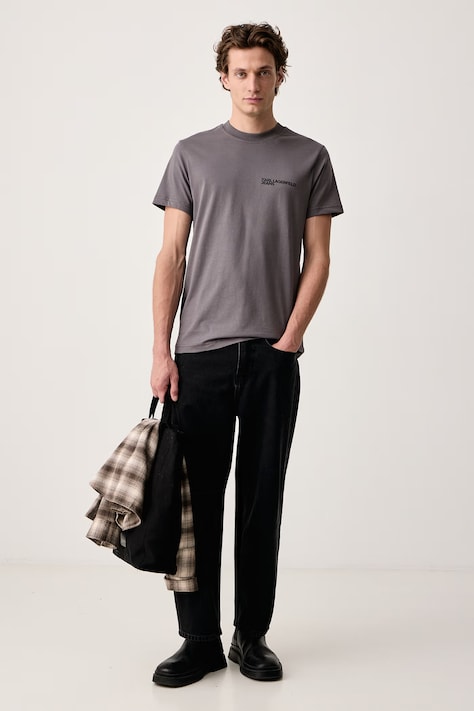 Karl Lagerfeld Jeans T-shirt da uomo in cotone grigia A1M17003
