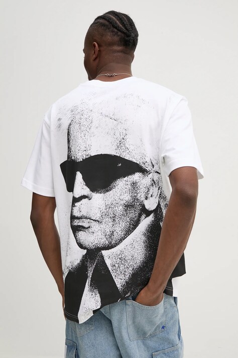 Bavlnené tričko Karl Lagerfeld Jeans pánske, biela farba, s potlačou, A1M17113