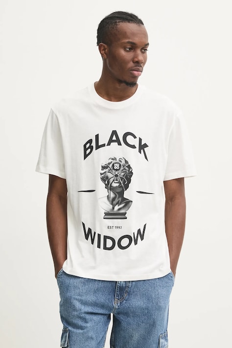 HUGO tricou din bumbac bărbați, culoarea bej, cu imprimeu, 50530684