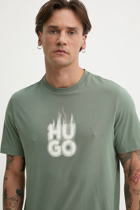 Футболка HUGO мужская цвет зелёный с принтом 50535363