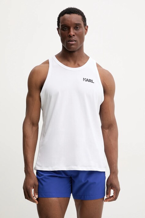 Бавовняна футболка Karl Lagerfeld чоловіча колір білий A1M46069
