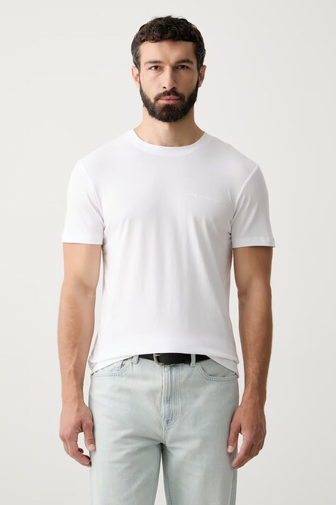 Karl Lagerfeld T-shirt basic męski bawełniany z elastanem 2-pack biały A1M47097