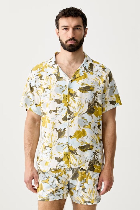 BOSS plážová košeľa pánska Beach Shirt žltá 50535793