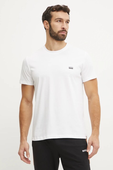 BOSS tricou din bumbac bărbați, culoarea alb, uni, 50531401