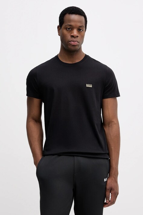Хлопковая футболка BOSS цвет чёрный однотонная 50531401
