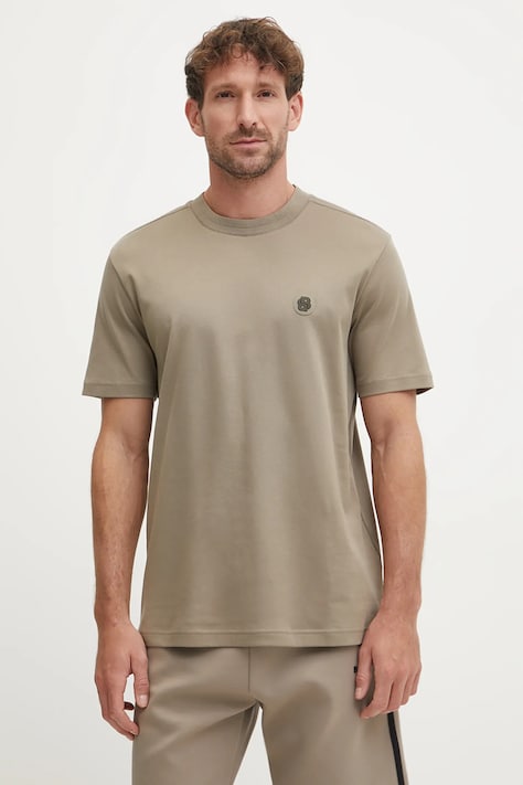 Βαμβακερό μπλουζάκι BOSS Green ανδρικό, χρώμα: μπεζ, 50531569