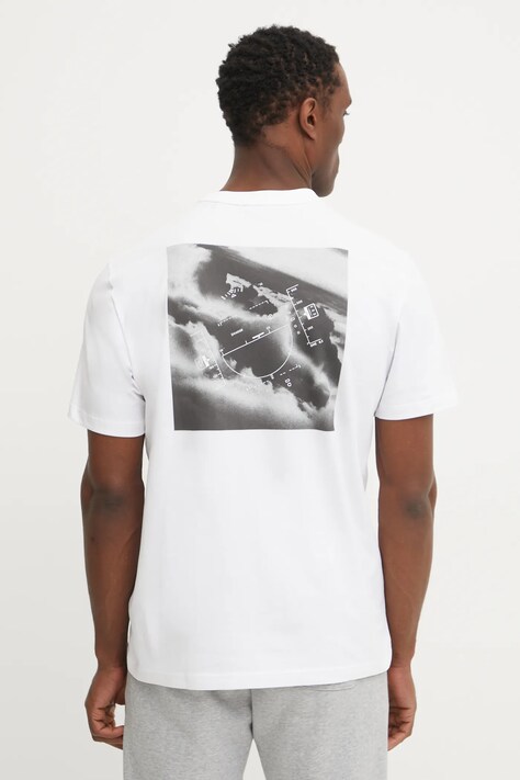 BOSS Green tricou bărbați, culoarea alb, cu imprimeu, 50533233