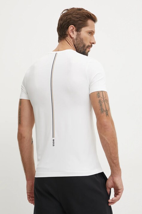 Boss Green tricou barbati, culoarea bej, neted, 50533794