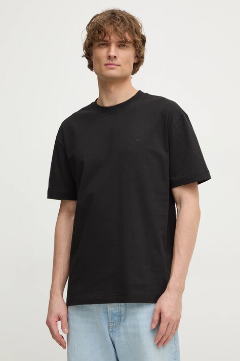 Calvin Klein Jeans tricou din bumbac barbati, culoarea negru, neted, J30J327089