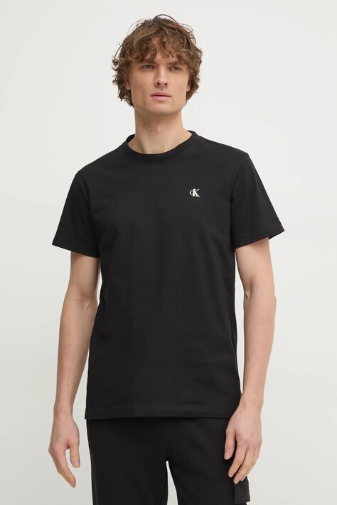 Calvin Klein Jeans t-shirt bawełniany męski kolor czarny gładki J30J327402