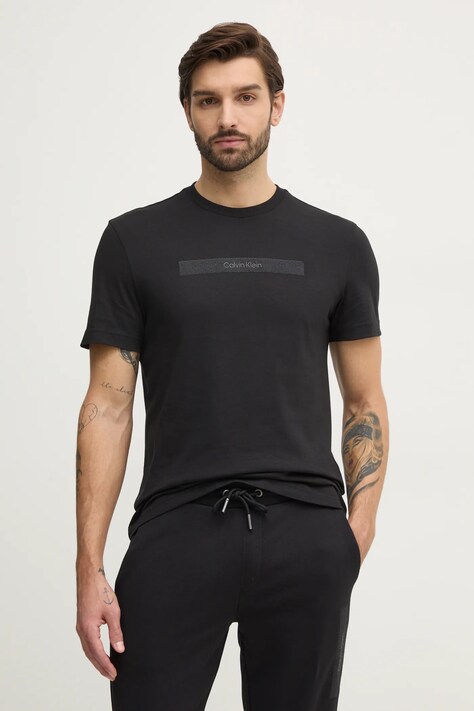 Calvin Klein tricou din bumbac barbati, culoarea negru, cu imprimeu, K10K113791