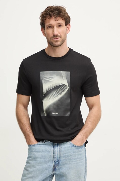 Calvin Klein tricou bărbați, culoarea negru, cu imprimeu, K10K113797