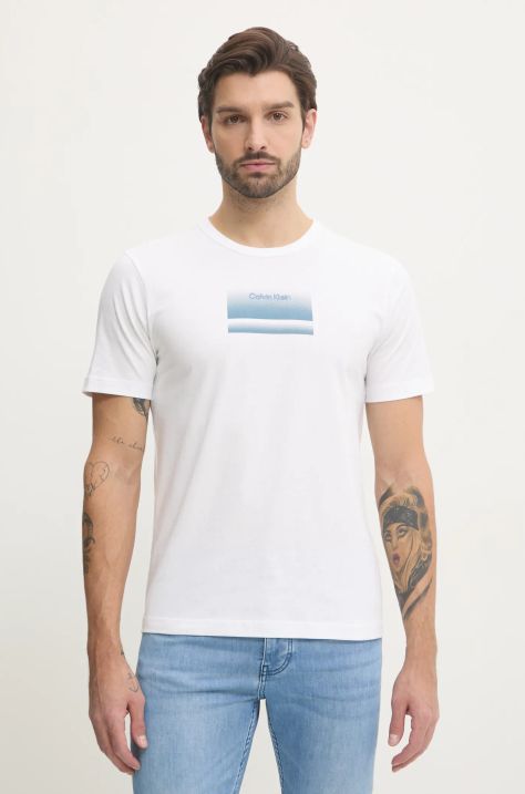 Calvin Klein t-shirt fehér, férfi, nyomott mintás, K10K113803