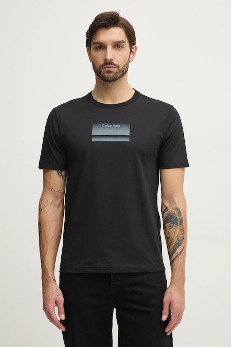 Calvin Klein tricou barbati, culoarea negru, cu imprimeu, K10K113803