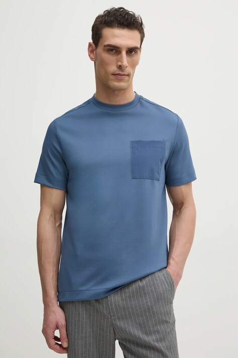 BOSS t-shirt męski kolor niebieski gładki 50531523