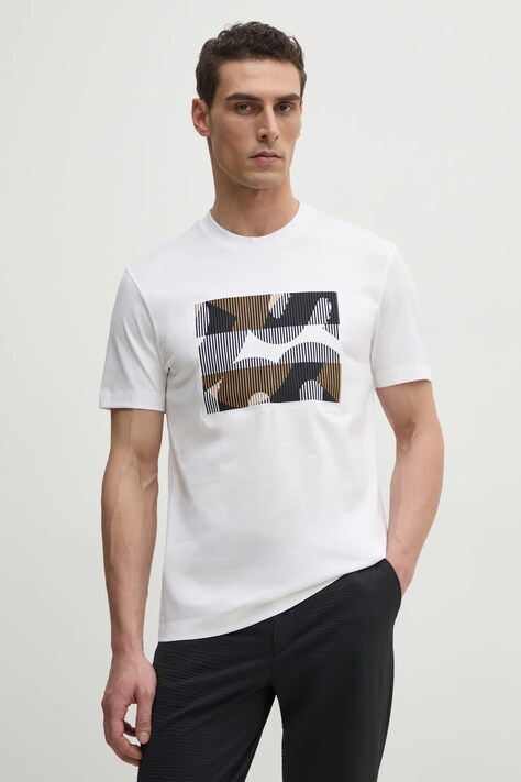 BOSS t-shirt bawełniany męski kolor biały z aplikacją 50531862