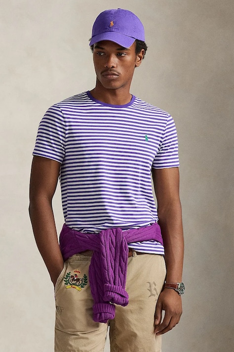 Polo Ralph Lauren t-shirt bawełniany męski kolor fioletowy wzorzysty 710956828