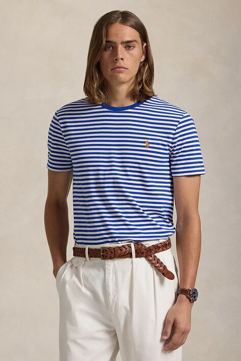 Βαμβακερό μπλουζάκι Polo Ralph Lauren ανδρικό, χρώμα: μπλε, 710956828
