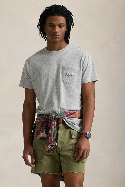Polo Ralph Lauren cotton t-shirt men’s gray color with a print 710961125