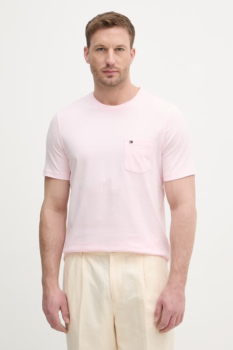 Tommy Hilfiger T-shirt męski bawełniany różowy MW0MW37283