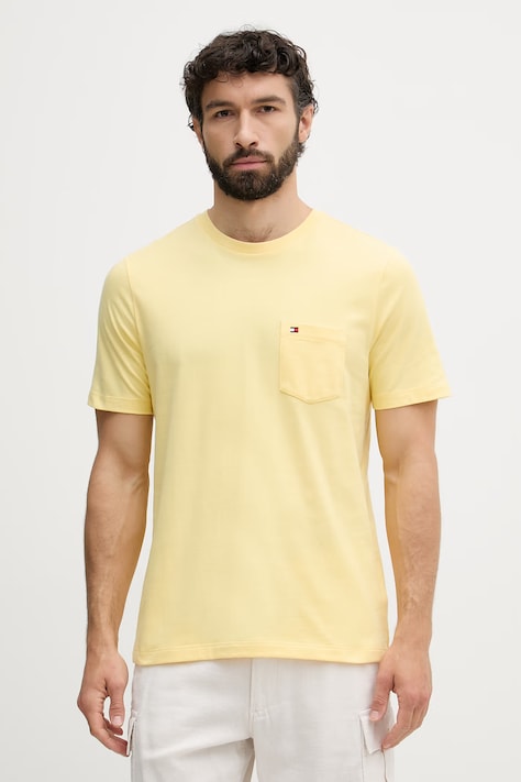 Tommy Hilfiger t-shirt férfi pamut sárga MW0MW37283