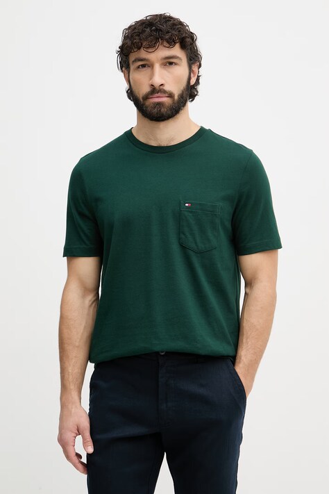 Tommy Hilfiger tricou bărbătesc de bumbac verde MW0MW37283