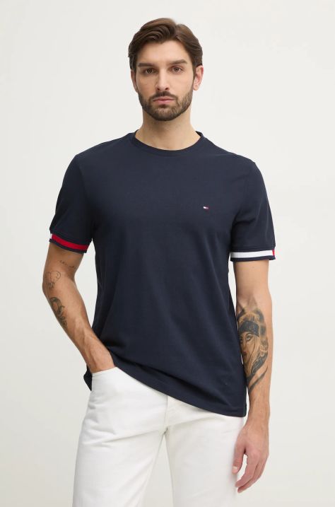 Bavlnené tričko Tommy Hilfiger pánske, tmavomodrá farba, s nášivkou, MW0MW38078