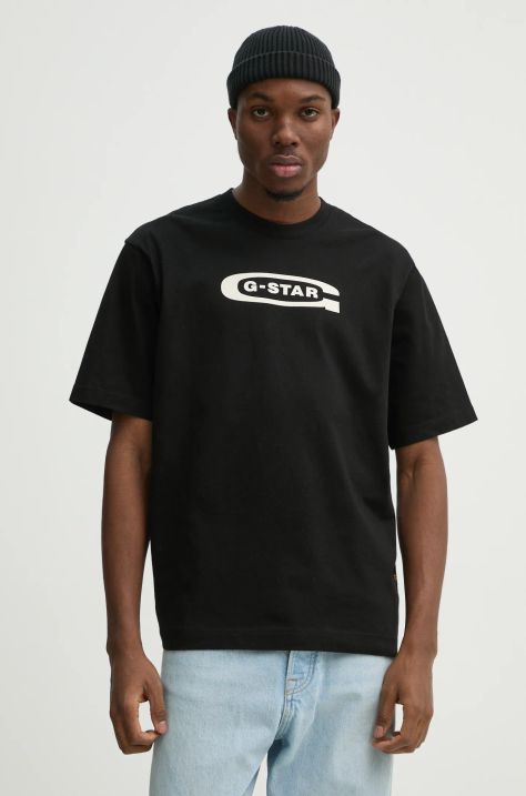 Bavlněné tričko G-Star černá barva, s potiskem, D26350-C336