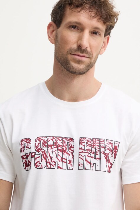 G-Star tricou bărbați, culoarea alb, cu imprimeu, D25139-336