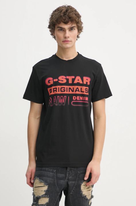 Хлопковая футболка G-Star Raw мужская цвет чёрный с принтом D25149-336