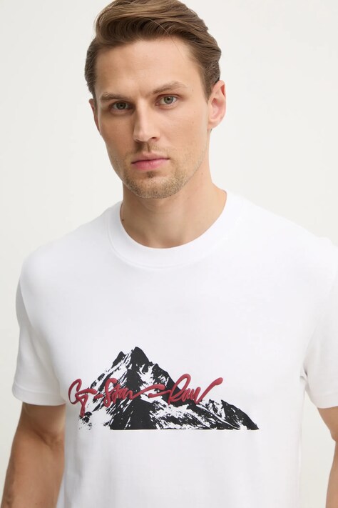 G-Star tricou din bumbac bărbați, culoarea alb, cu imprimeu, D25158-C812