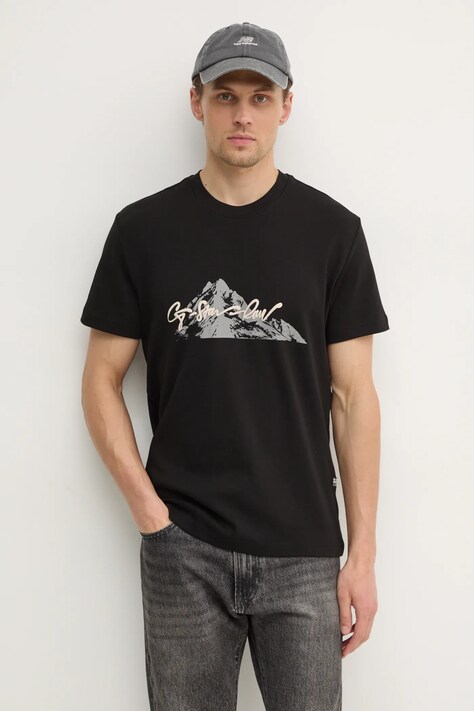 G-Star tricou din bumbac bărbați, culoarea negru, cu imprimeu, D25158-C812
