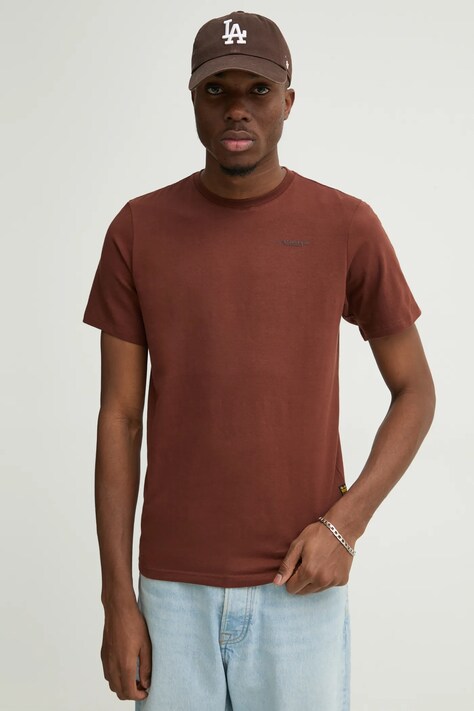 G-Star tricou din bumbac bărbați, culoarea maro, uni, D19070-C723