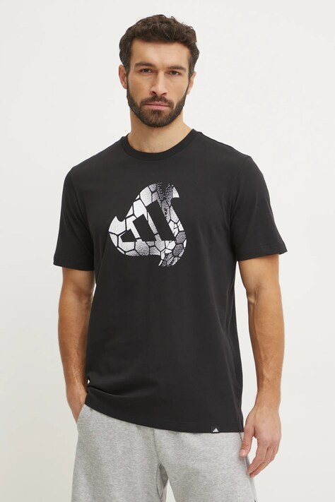 Βαμβακερό μπλουζάκι adidas M C HOT Q1 TEE ανδρικό, χρώμα: μαύρο, JI6787